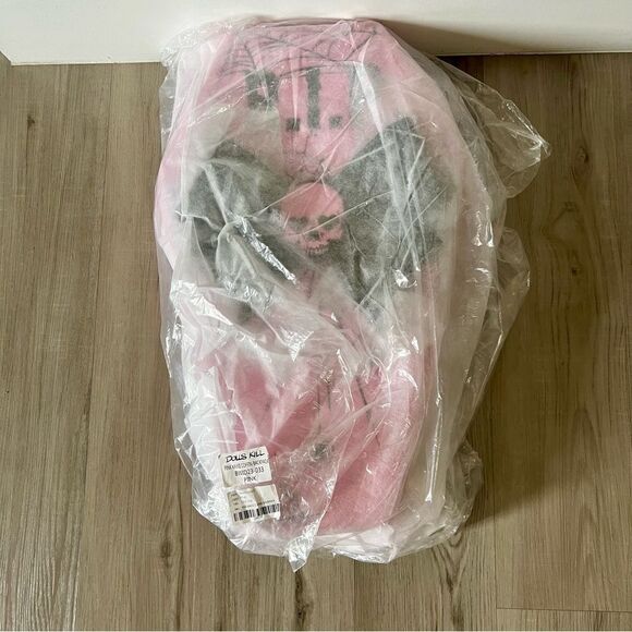 Dolls Kill oversize pink and black skull spiderweb coffin backpack. New in box main image 9